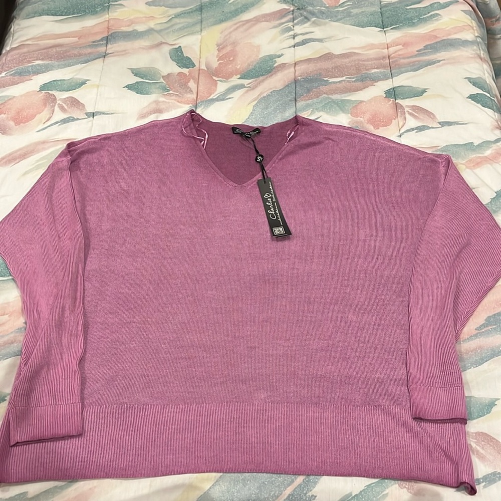Charlie B orchid purple Snow Wash sweater